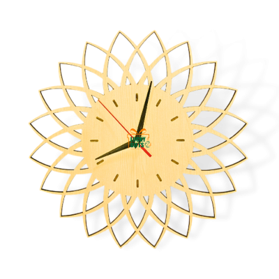 Đồng hồ gỗ hoa mặt trời treo tường trang trí văn phòng, quán cafe