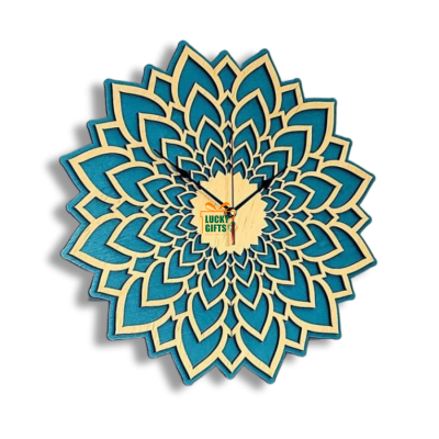 Đồng hồ gỗ Lucky hình hoa luxury treo tường trang trí văn phòng