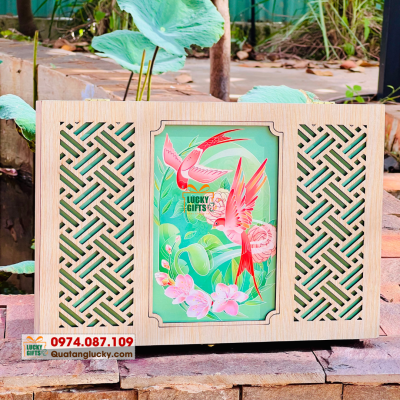 hộp gỗ bánh 6 bánh trung thu- Hông yến