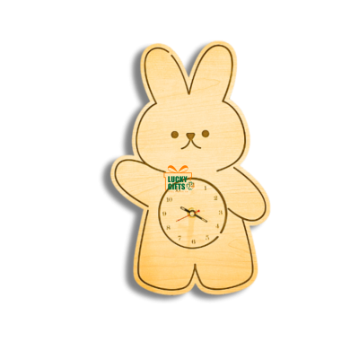 Đồng hồ gỗ hình thỏ treo tường trang trí văn phòng, quán cafe