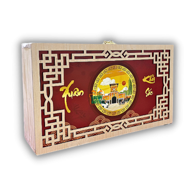 Hộp gỗ thông đựng rượu phối cover giấy -xuân khởi sắc