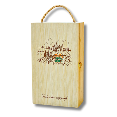 Hộp gỗ rượu đôi KHắc laser theo yêu cầu.