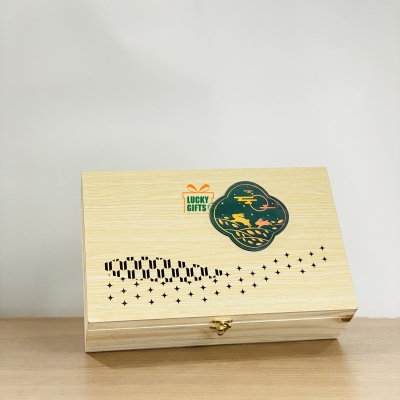 Hộp gỗ bánh trung thu phụ kiện sticker gỗ in màu