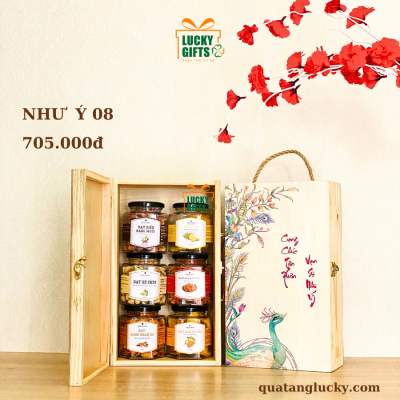 Hộp gỗ quà tết in UV cao cấp - Như ý 08