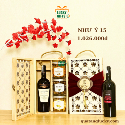 Hộp quà tặng tết phối tag gỗ sang trọng - Như ý 15