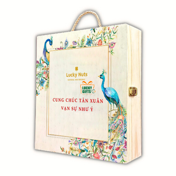 Hộp gỗ quà tết In UV theo yêu cầu - Song Phụng