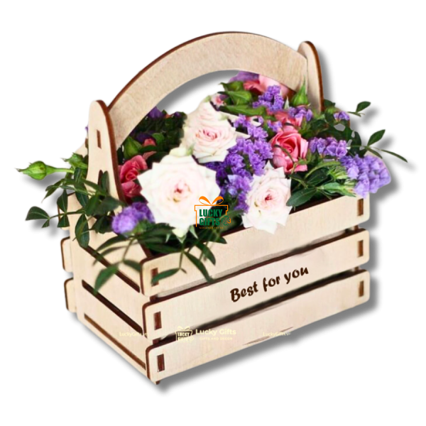 Giỏ gỗ đựng trái cây, cắm hoa làm quà tặng Lucky GH01