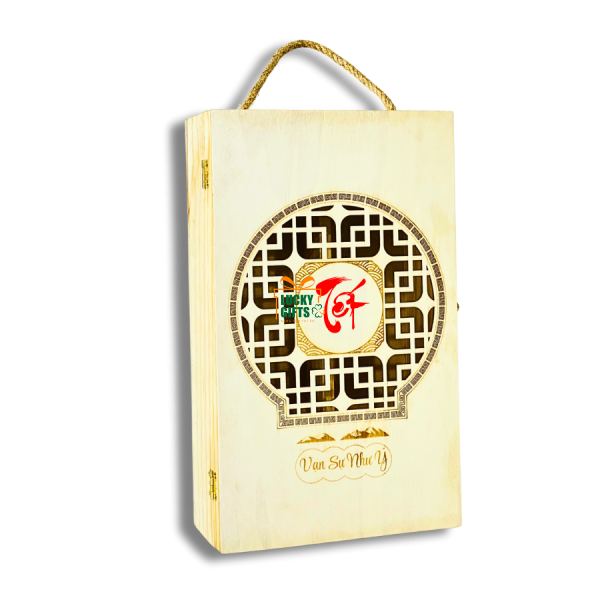 Hộp rượu gỗ Tết vạn sự như ý