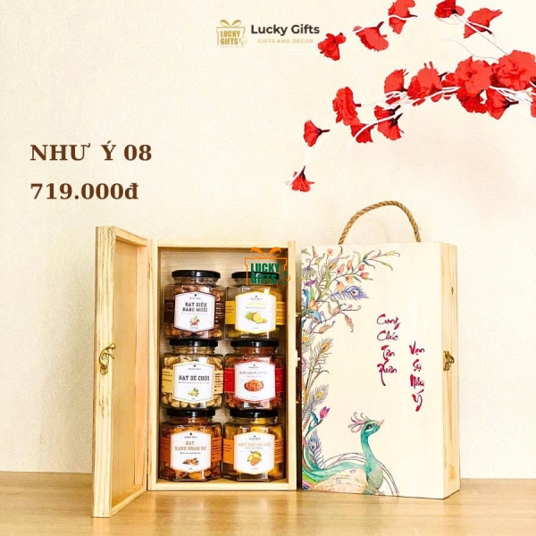 Hộp gỗ quà tết in UV cao cấp - Như ý 08