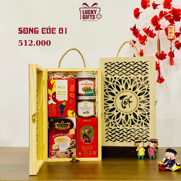 Hộp quà tết giá tốt nhất thị trường hcm - Song cúc 01