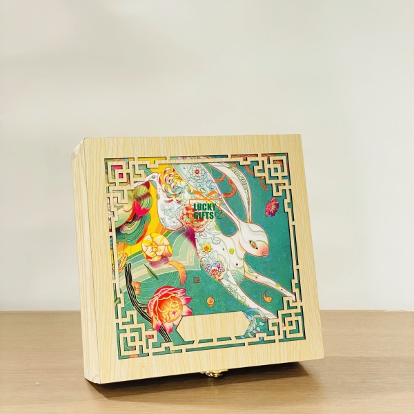 Hộp bánh trung thu tranh thỏ ngọc bích