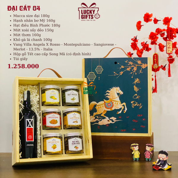 Quà tặng hộp gỗ tết cao cấp 2026- Đại cát 4