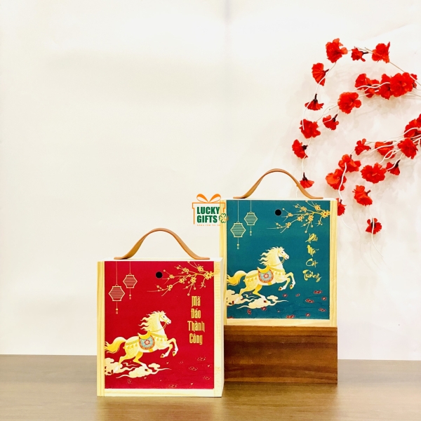 Hộp gỗ thông nắp trượt in UV cao cấp