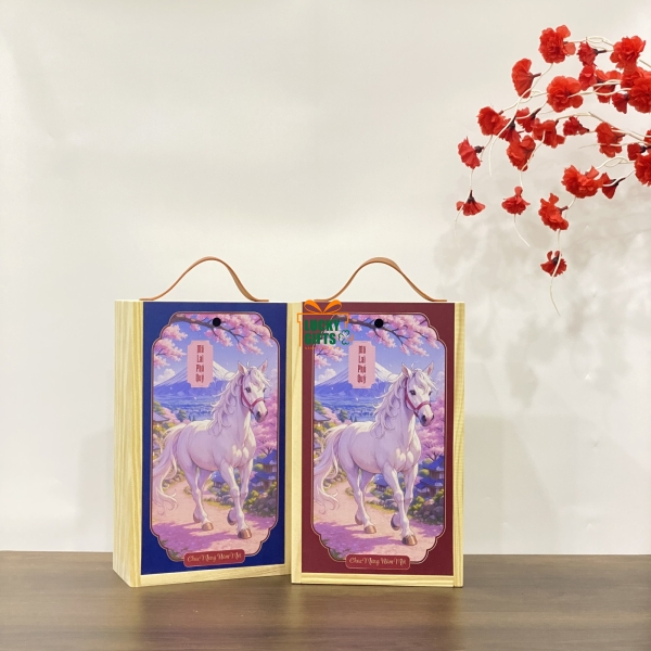 Hộp rượu gỗ đôi – Món quà song hỷ sang trọng cho dịp Tết 2026