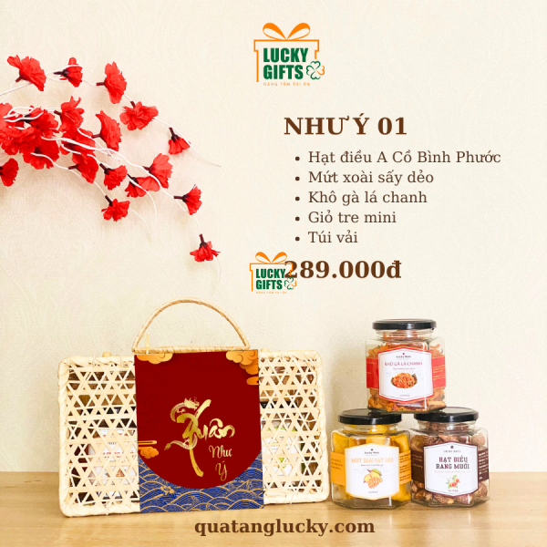  Quà tết giỏ tre độc đáo - Như ý 01
