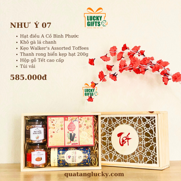 Quà tết hộp gỗ dán mica-Như ý 07
