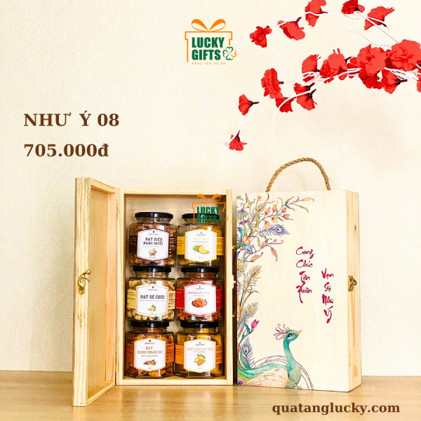 Hộp gỗ quà tết in UV cao cấp - Như ý 08