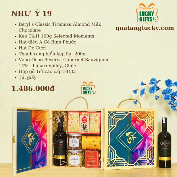 Quà tết Hộp gỗ thông Phối giấy cover - Như ý 19