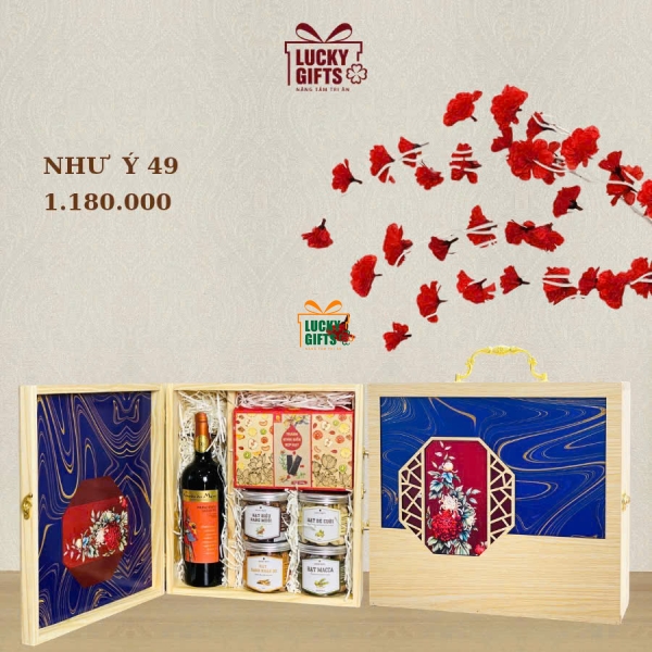 Quà tết doanh nghiệp cao cấp 2026 - Hộp gỗ in UV - Như ý 49
